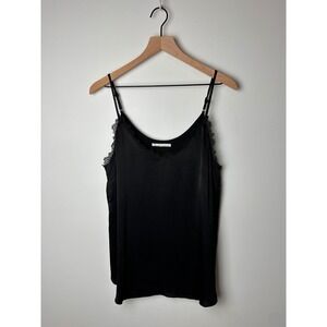 Floret Anthropologie Black Lace‎ Trim Cami Top Sleeveless Blouse